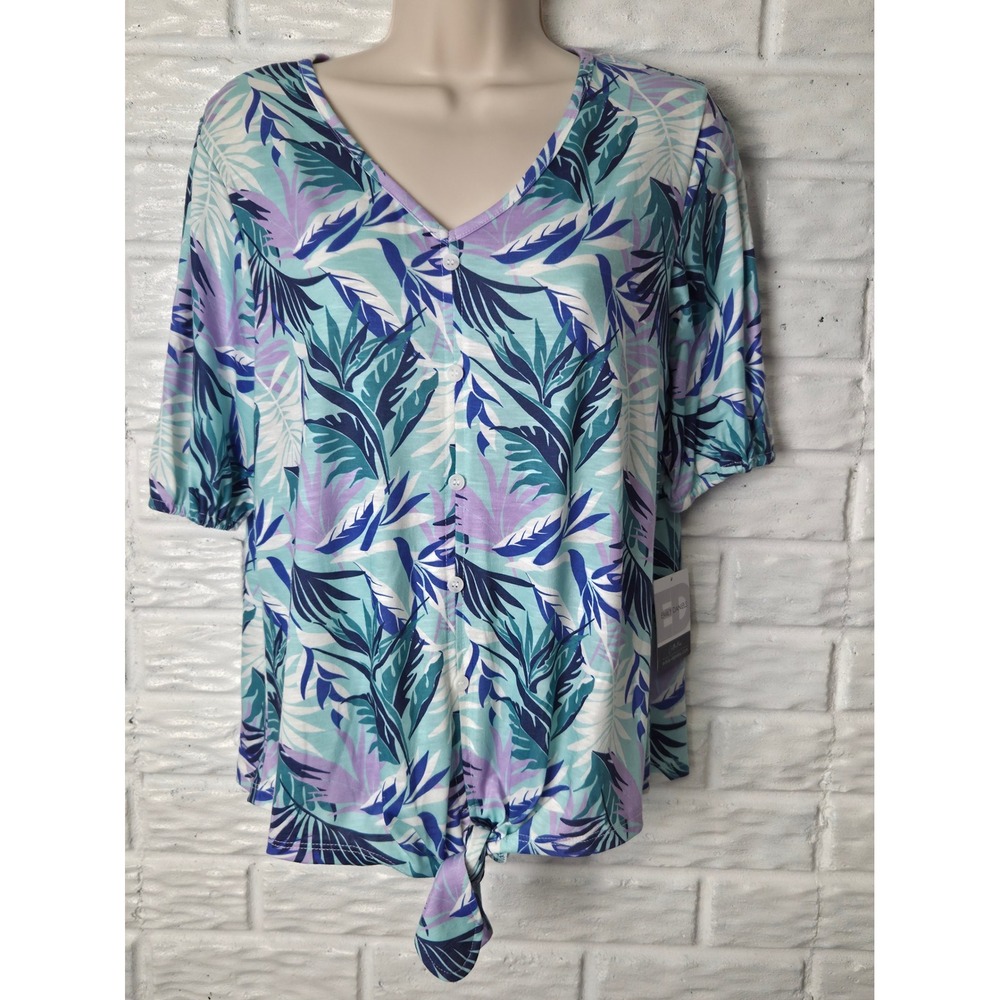 Emily Daniels Collection Women's sz Medium knit top Tropical Pullover shirt NWT